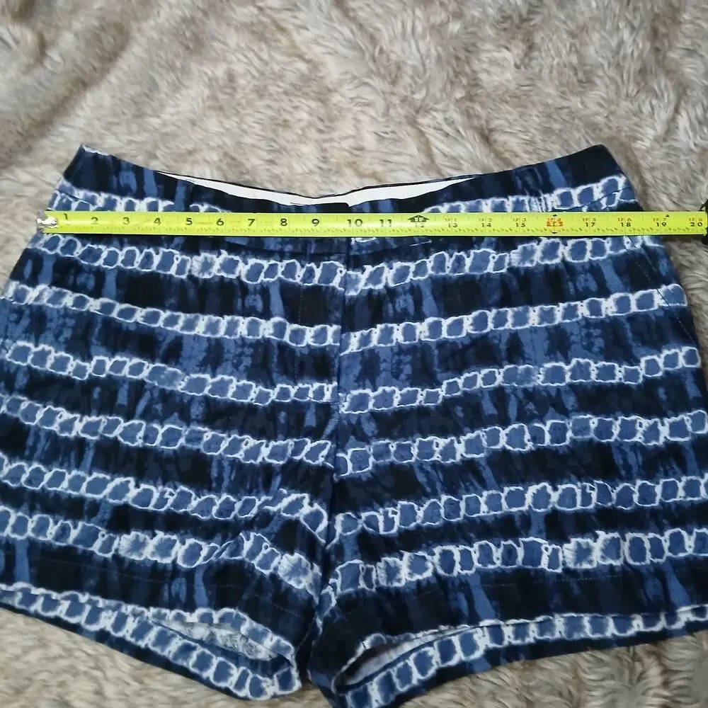 J.Crew Women’s Linen Cotton Shorts Blue White Tie‎ Dye Print Size 12